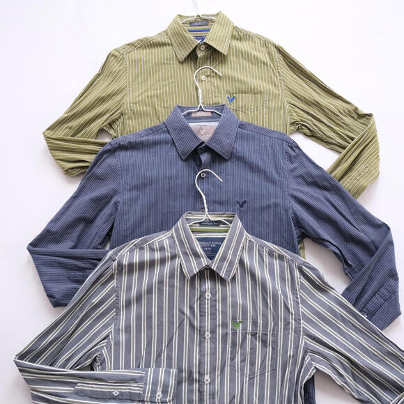 American Eagle Outfitters Other - American Eagle Lot of 3 Vintage Fit Men's Striped Button  Shirts Size Medium